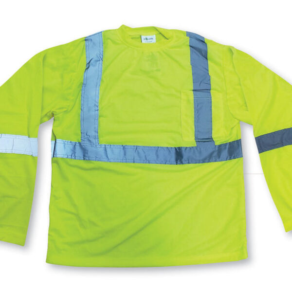100% Soft Polyester Lime Traffic Safety Long Sleeve T-Shirt Thumbnail