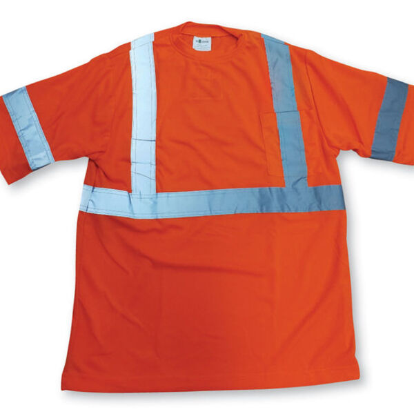 100% Soft Polyester Orange Traffic Safety Short Sleeve T-Shirt Thumbnail